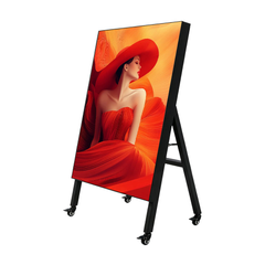 Outdoor Mobile LED Poster Display With Wheels Freestanding Vertical LED Poster Screen Foldable for Shop Front Exhibition Advertising