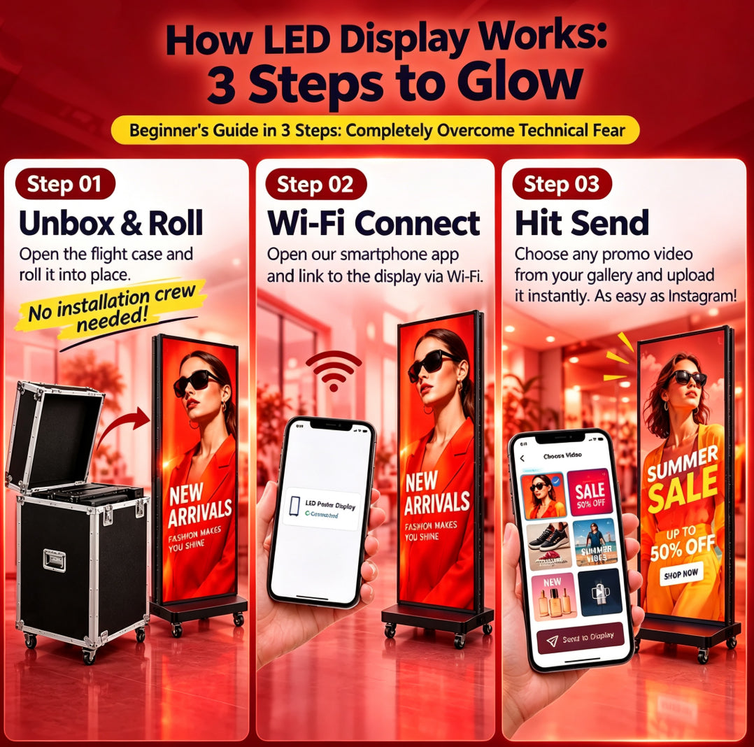 Factory Custom Two-Fold LED Poster Display Up and Down Folding GOB LED Advertising Screen