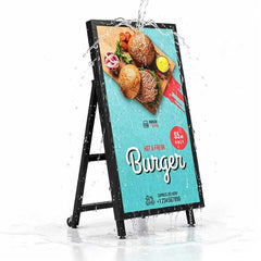Battery Powered Outdoor A-Frame Digital Signage With Wheels Portable Advertising Display