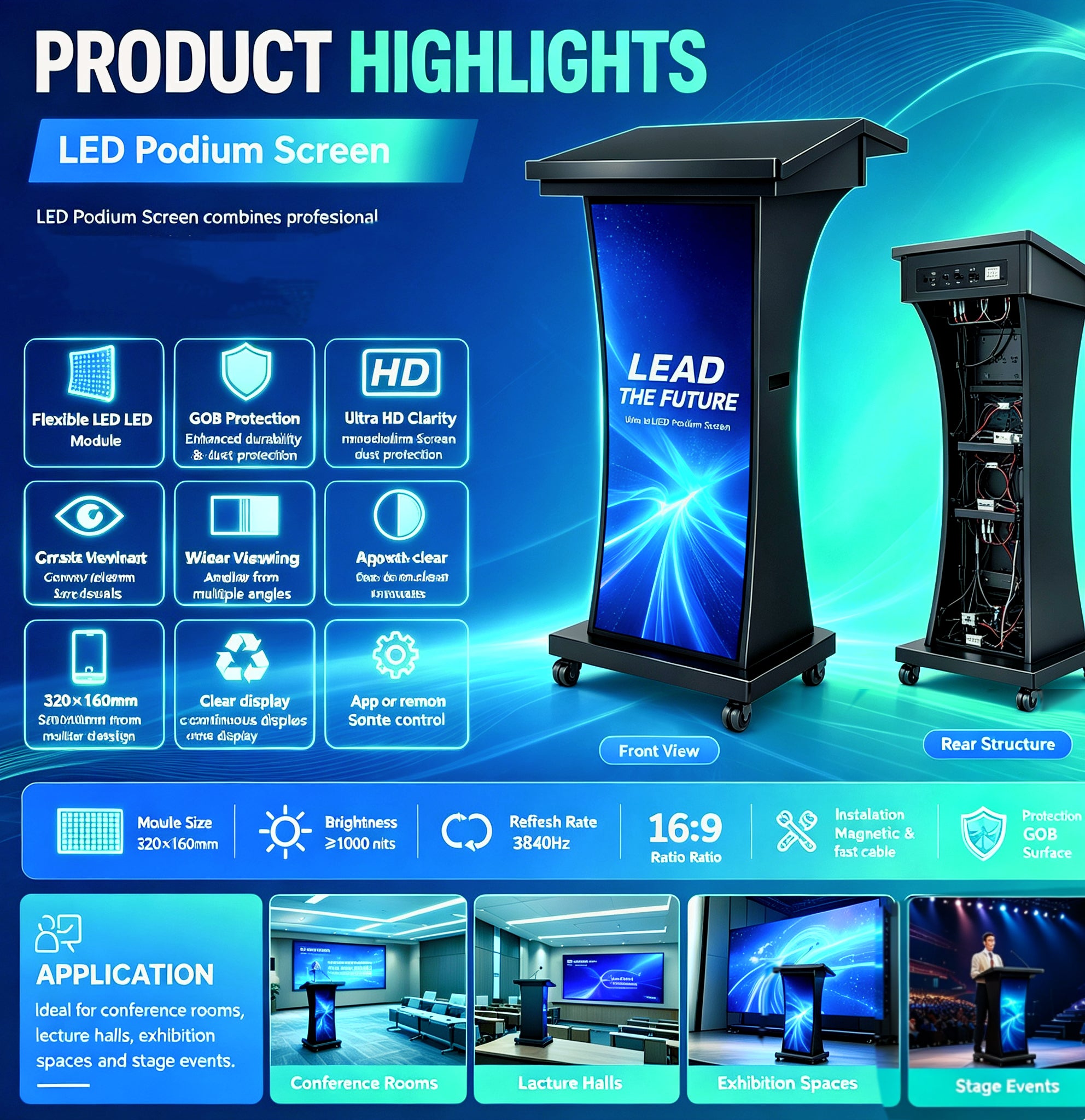 Professional Digital Video Panel Podium LED Display Lectern Led Screen for Conference Classroom Church Podium for Sale